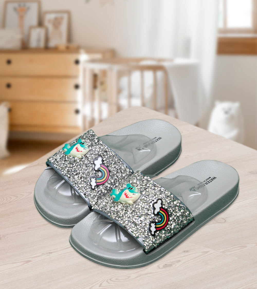 Shark & Rainbow - Slippers Silver