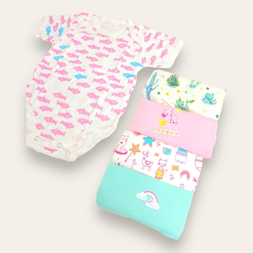 Little One Fish Body Suit - Half Sleeves - Pack of 5