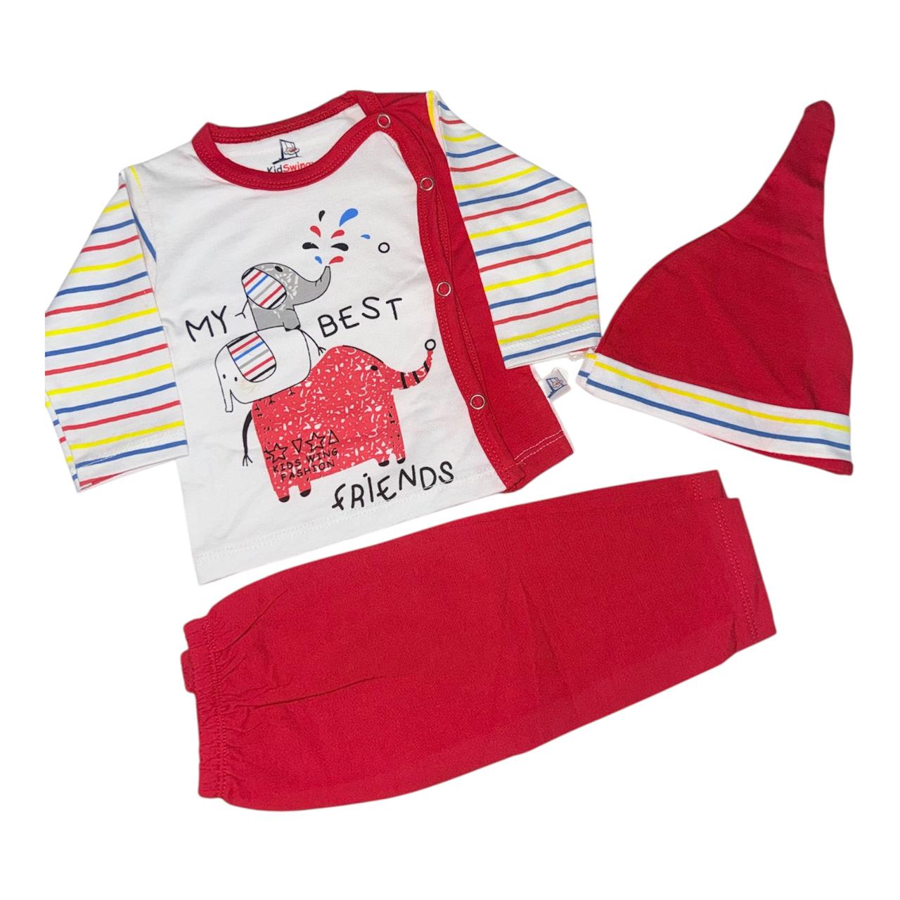 My Best Friend Elephant 3 pcs Dress Red