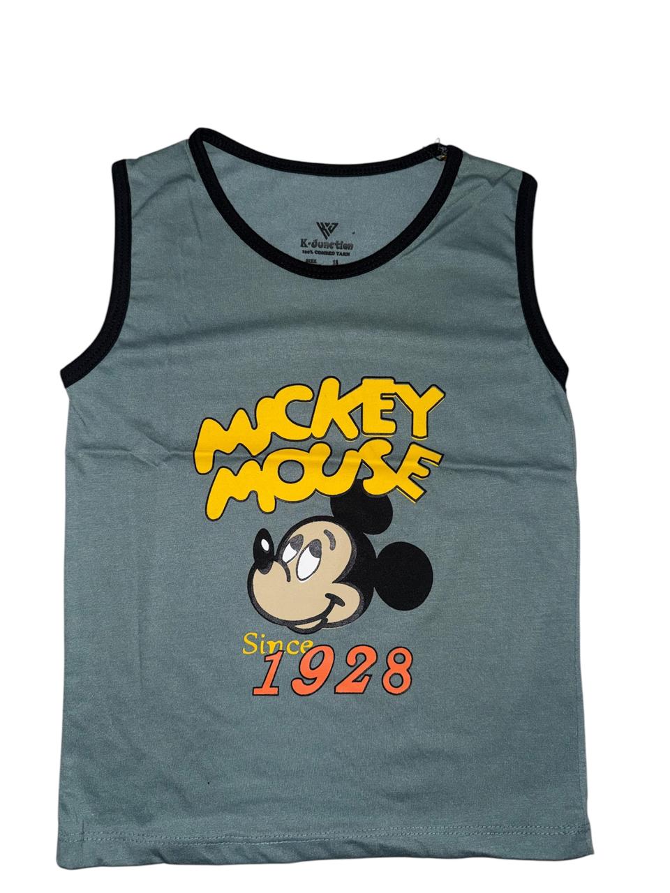 Mickey Mouse-Tank Top-Grey And Black