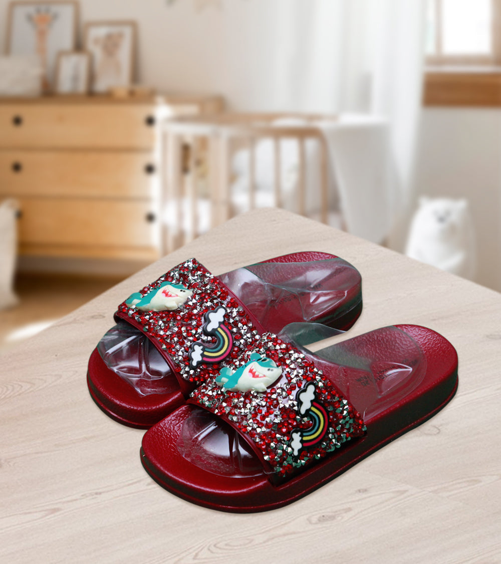 Shark & Rainbow - Slippers Mahroon