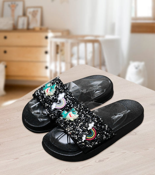 Shark & Rainbow - Slippers Black