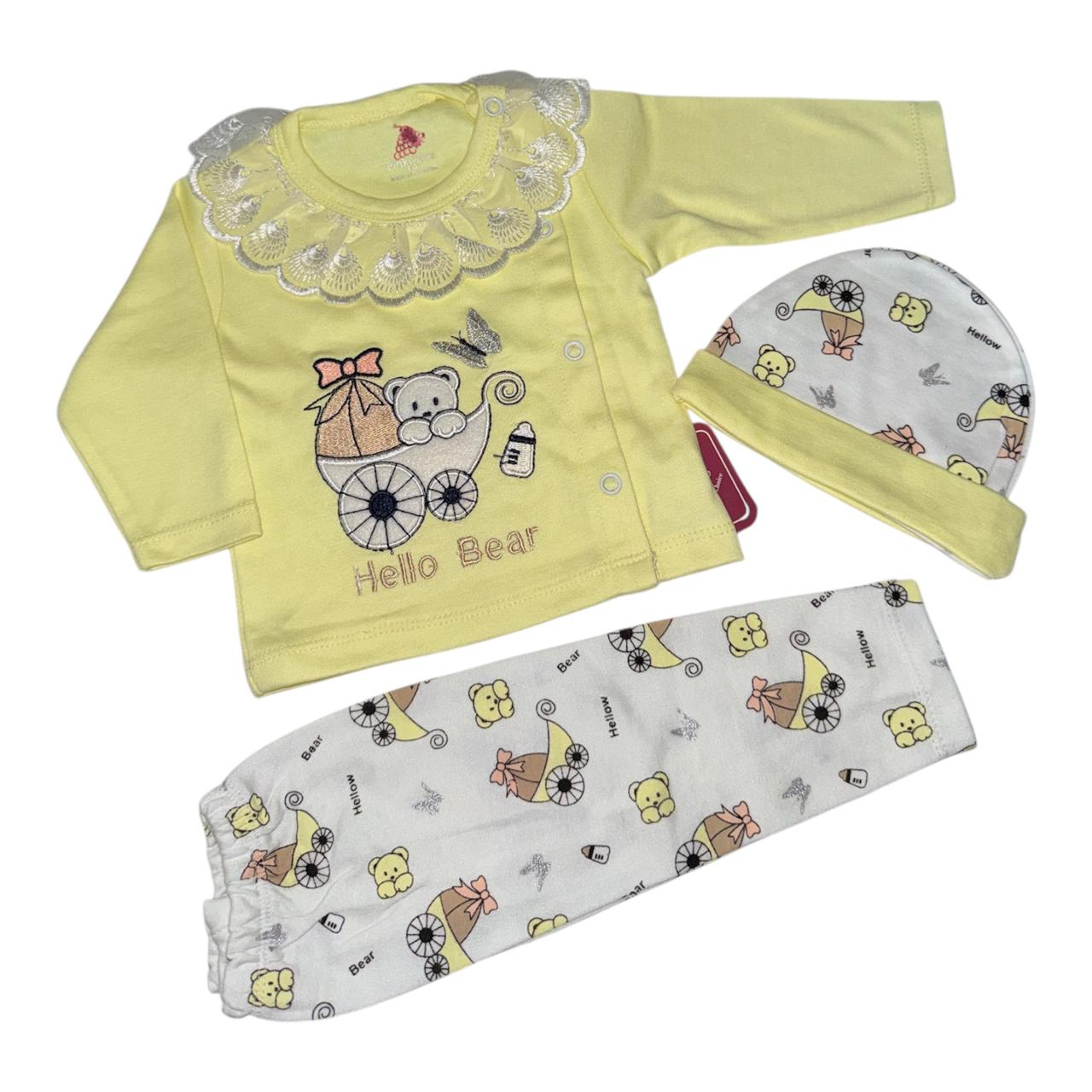 Hello Little Bear 3 Pcs Dress yellow
