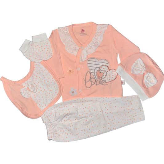 Little Heart's 5 Pcs Set Peach