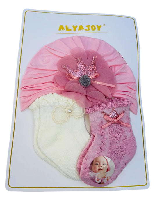 Pink Turban Cap And Socks