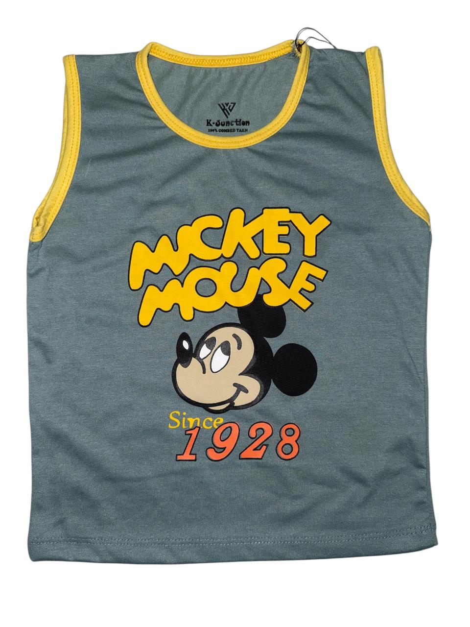 Mickey Mouse-Tank Top-Grey And Yellow